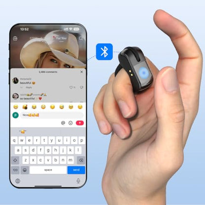 Remote Control for TikTok,Air Finger Ring Mouse with Touchpad, Bluetooth Page Turner for iPad/Kindle App/iPhone/Android (Black)