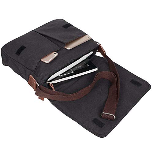 AUGUR Messenger Bag,Casual Shoulder Sling Bag Canvas Satchel Bag Crossbody Bags for Men Work Office Laptop Bag fit 13 inch - Black - color: Black
