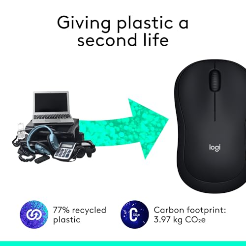 Logitech M185 Compact Ambidextrous Wireless Mouse with Rubber Grips - Black | Ambidextrous mouse with 2.4 GHz USB-A Nano Receiver, Optical Tracking, 12-Months Battery Life, PC, Mac, Laptop compatible - color: Black, size: 1 Pack, style: USB Receiver