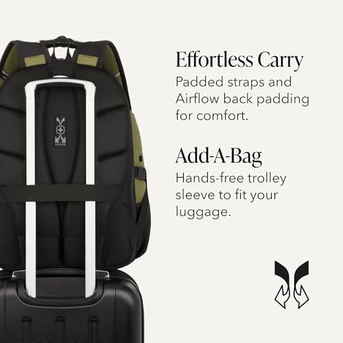 SWISSGEAR 1900 ScanSmart Laptop Backpack, Fits Most 17-Inch Laptops, TSA-Friendly Lay-Flat Design, RFID Protection, and Tablet Pocket, Black, 31L, 18.5-Inch - color: Olive Branch