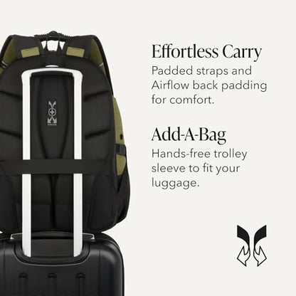 SWISSGEAR 1900 ScanSmart Laptop Backpack, Fits Most 17-Inch Laptops, TSA-Friendly Lay-Flat Design, RFID Protection, and Tablet Pocket, Black, 31L, 18.5-Inch - color: Olive Branch