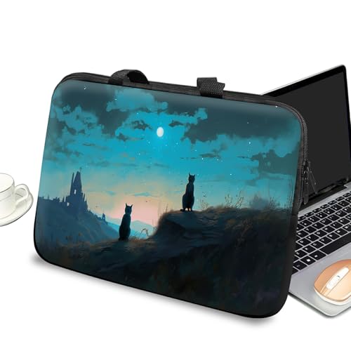Universal Laptop Case Sleeve 10 inch with Handle and Zipper, Kids Tablet Carrying Case Messenger Bag Portable Tote Bag for 7-10 inch iPad/Notebook/eBook/Readers, Cats Watch Stars - color: Cats Watch Stars, size: 10 inch