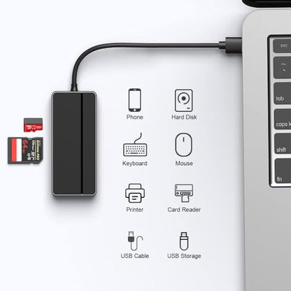 Orlian 5-in-1 USB 3.0 Hub Adapter Hub, with 3 USB 3.0 Ports, SD and microSD Card Reader, USB A to USB C Adapter, for MacBook Pro, iMac, XPS, Surface Pro, S20, S10[Charging NOT Supported]