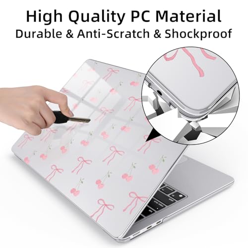 for MacBook Air 13.6 Inch Case M5/M4/M3/M2 2026-2022 Release A3449 A3240 A3113 A2681 Cherry Bowknot Design Crystal Clear Girly Case Laptop Protective Hard Shell Cover - color: Bowknot Cherry