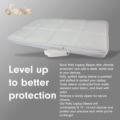 Sonix | Puffy Laptop Sleeve | 15-16 Inch, Quilted Pillow Puffer Laptop Carrying Case, Computer Sleeve | Ivory - color: Ivory