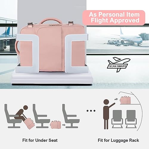 Sinaliy Travel Backpack, Carry on Flight approved Travel Bag with Multi-Pockets, Waterproof 17.3inch Laptop Backpack for Men Women, Pink | Waterproof 17.3 Inch Laptop Backpack with Multi-Pockets, Personal Item Travel Bag for Women Work, College, Business,