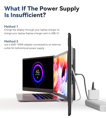 Laptop Screen Extender, 14" 1200P FHD IPS Portable External Screen, Triple Portable Laptop Monitor for 12-16.5" Laptops with USB-C/HDMI, Plug & Play Compatible with Wins/Mac(M1//M2/M3Pro/Max) - size: 14", style: Triple screen