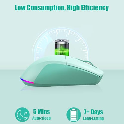 LeadsaiL Bluetooth Wireless Mouse, Rechargeable Dual Mode Computer Mouse with Side Buttons, Ergonomic Design, Silent Click, Adjustable DPI 800-4000, Compatible with MacBook, Windows Computers/Laptop