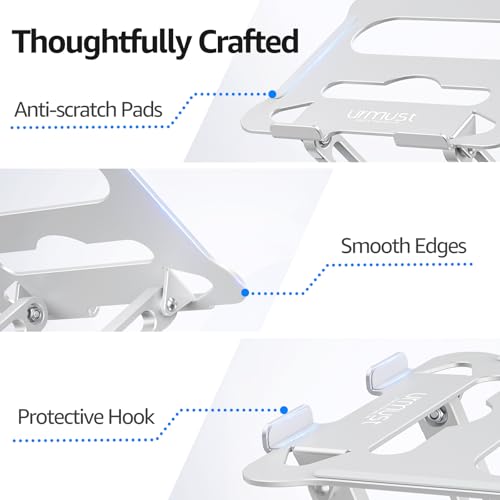 Adjustable Laptop Stand for Desk, 10-15.6“ Laptop Riser, Silver | Sturdy Aluminum Foldable Stand, Heat-Dissipation Design, Ergonomic Holder Fits MacBook/Dell/HP/Lenovo for Home/Office. - color: B-Silver