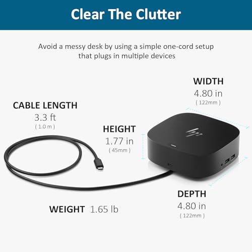 HP Docking Station for Laptop Dual Monitor and Charging Bundle - HP USB-C G5 Dock with 120W AC Adapter, HDMI & DP Cable & USB-C Cable
