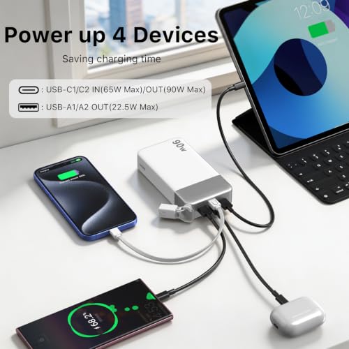 NOBIS Power Bank 90W 20000mAh Laptop Portable Charger - color: White
