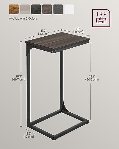 VASAGLE C-Shaped End Table, Side Table for Sofa, Couch Table with Metal Frame, Small TV Tray Table for Living Room, Bedroom, Chestnut Brown and Black ULET353B74 - color: Chestnut Brown + Black