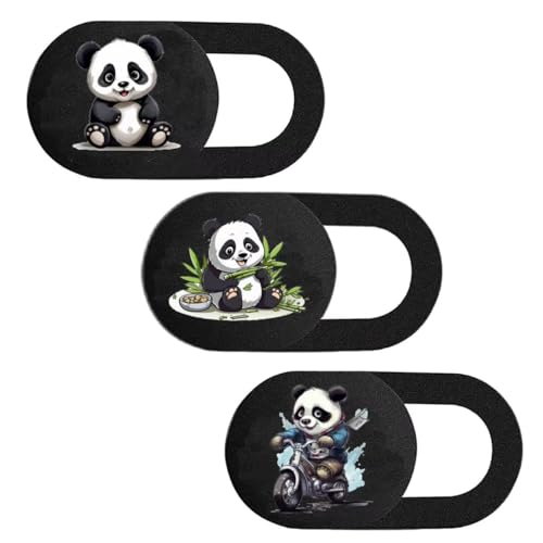 3 Pack Laptop Web Camera Cover Ultra Thin (0.027in) Webcam Cover Slide with Lively Panda Design for Laptop, Desktop, PC, MacBook, iMac, Computer, Smartphone