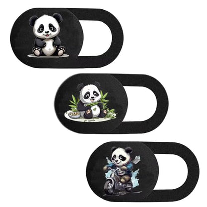 3 Pack Laptop Web Camera Cover Ultra Thin (0.027in) Webcam Cover Slide with Lively Panda Design for Laptop, Desktop, PC, MacBook, iMac, Computer, Smartphone