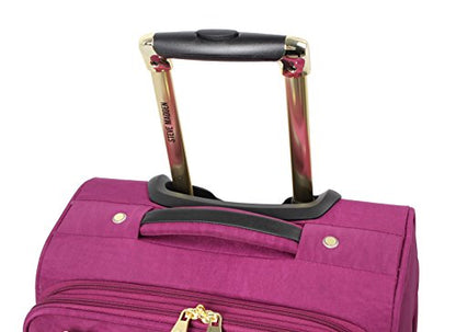 Steve Madden Designer-Gepckkollektion Leichter Softside-Koffer fr Damen und Herren strapazierfhige 50,8 cm groe Tragetasche mit 4 rollenden Spinner-Rdern, Peek-a-boo Purple, 20in, Carry on Bag With - color: Peek-a-boo Purple, size: 20 inches