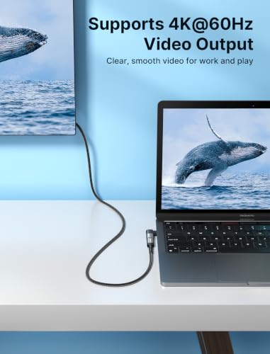 JSAUX 90 Degree USB C Male to Female Adapter 2-Pack, 100W 40Gbps | Left and right angle adapter helps reduce cable strain while supporting 100W charging, 40Gbps transfer, and 4K/60Hz video - color: Grey, size: Flat Right Angle-2 Pack