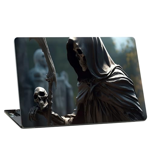 Universal Laptop Skin Sticker with 2 Wrist Pad Skins, Waterproof Scratch Resistant Vinyl Laptop Cover Decal, Cut to Fit for 11–15.6 Inch MacBook HP Dell Lenovo, Grim Reaper Skeleton - color: Grim Reaper Skeleton