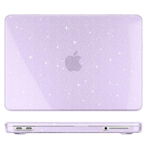 DONGKE Glitter Case for MacBook Neo 13 Inch 2026 (Model A3404 | A18 Pro Chip) | Clear Sparkly Hard Shell Cover with Screen Protector | Keyboard Cover & 2 USB-C Adapters - Bling Purple - color: Bling Purple