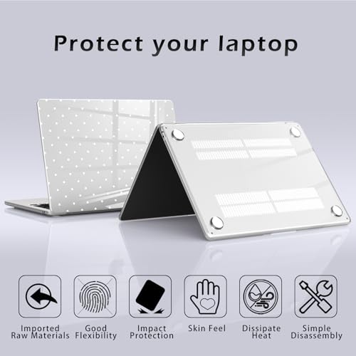 Compatible with MacBook Air 13 inch Case M1 A2337 A2179 A1932 2022 2021 2020 2019 Release, Cute White Polka Dot Protective Hard Shell Clear Cover for MacBook Air 13.3 inch - color: Polka Dot F/Clear, size: MacBook Air 13.3 inch M1 A2337 A2179 A1932