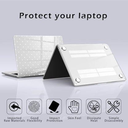 Compatible with MacBook Air 13.6 inch Case M5 M4 M3 M2 2026-2022 A3449 A3240 A3113 A2681 Release, Cute White Polka Dot Protective Hard Shell Clear Cover for MacBook Air 13 - color: Polka Dot F/Clear, size: MacBook Air 13.6 inch M5 M4 M3 M2