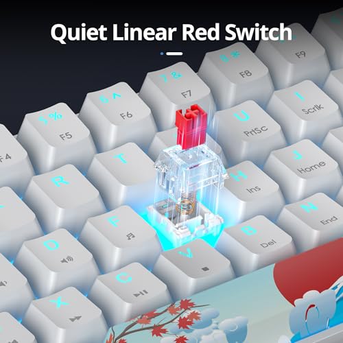 surmen 60% Wired Mechanical Gaming Keyboard, 61 Keys Backlit Ultra-Compact Mini Office Keyboard with Linear Red Switch for PC/Mac Gamer, Typist (61 Gray White) - color: 61 Gray White