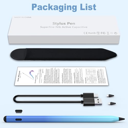 COO Universal Active Stylus Pen for iOS, Android & Samsung Touch Screens | Smart Digital Stylus for Lenovo/Vivo/Mi/HUAWEI Tablets, iPhone/Samsung/Pixel Phones for Drawing, Gradient Blue - color: Gradient Blue