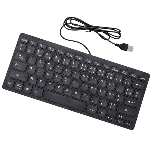Asixxsix 78 Keys Wired Keyboard, USB Wired Minority Language Keyboard with 1.35M Cable, Plug and Play for Office, Computer and Laptop (French) - size: French