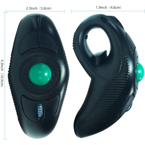 YUMQUA Wireless Trackball Mouse, Finger Handheld Mouse with Laser Pointer | Ergonomic 2.4GHz Thumb Mouse for Right or Left Hand, for Laptop PC Mac Chromebooks, Precise and Smooth Tracking, Plug & Play