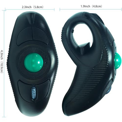 YUMQUA Wireless Trackball Mouse, Finger Handheld Mouse with Laser Pointer | Ergonomic 2.4GHz Thumb Mouse for Right or Left Hand, for Laptop PC Mac Chromebooks, Precise and Smooth Tracking, Plug & Play
