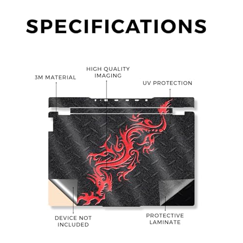 Glossy Glitter Laptop Skin Compatible with Lenovo Legion 5 Gaming Laptop (15IRX9) 2024 - Red Dragon - Premium 3M Vinyl Protective Wrap Decal Cover - Easy to Apply | Crafted in the USA - color: Red Dragon, size: Legion 5 Gaming (15IRX9) 2024 Top Skin Only,