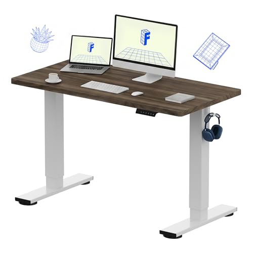 FLEXISPOT EN1 48"x24" One-Piece Standing Desk, Black Walnut | 1" Thick Seamless Desktop, 176 LBS Capacity, Home Office Use, 4 Memory Presets, Dual Monitor Setup, Anti-Collision Protection - color: Black Walnut (White Frame), size: 47.2 x 23.6 in