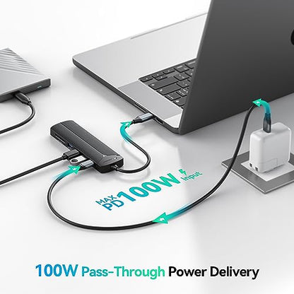 Yottamaster USB-C Hub 7 Ports with SD&TF Card Reader, 4K HDMI Display, Three 5Gbps USB-A Data Ports, 100W PD Input, Powered USB3.0 Hub, USB to HDMI Adapter for PC/Laptop