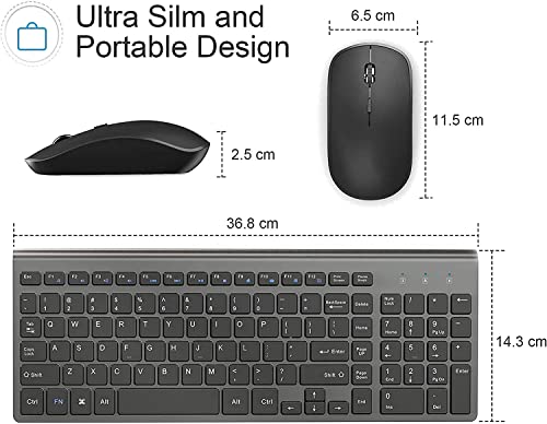 JOYACCESS Wireless Keyboard and Mouse,2.4G Ergonomic and Slim Wireless Computer Keyboard Mouse Designed for Windows, PC, Laptop,Tablet - Black Grey - color: black grey
