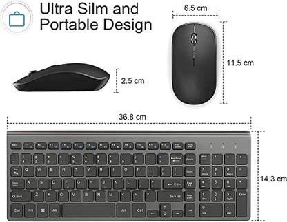 JOYACCESS Wireless Keyboard and Mouse,2.4G Ergonomic and Slim Wireless Computer Keyboard Mouse Designed for Windows, PC, Laptop,Tablet - Black Grey - color: black grey