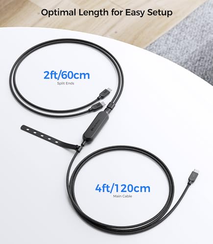 Cable Matters Braided 2-in-1 USB C to USB C Cable, 6ft, 140W Charging | Smart Power Allocation for Laptops and Phones, Charging and Data Transfer, Works with MacBook, iPad, and iPhone