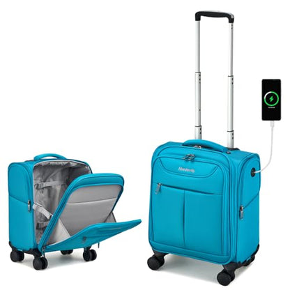 Hanke Underseat Carry On Luggage with Wheels, Lightweight Small Suitcase Airline Approved 16 Inch Softside Personal Item Travel Bag for Women Men, Compact Under Seat Luggage.(Caribbean Blue) - color: Caribbean Blue
