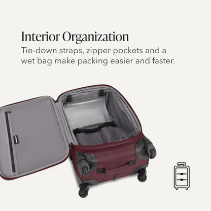 SWISSGEAR Sion 2-Piece Travel Set, Softside Expandable Carry-On Spinner Bundled with 1900 ScanSmart 17" Laptop Backpack with RFID Blocking & Tech Organization, Merlot - color: Merlot, size: 2-Piece Set (Carry-On/Backpack)