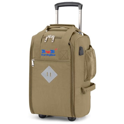 Boardingblue 17x10x9 Inches United Airlines Rolling Personal Item Under Seat Duffle Bag Luggage Suitable For Major Airlines Including Spirit, and Frontier Airline - color: Beige