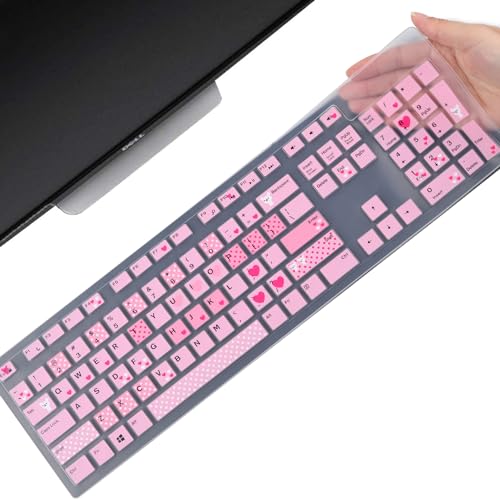 Keyboard Cover Skin for Dell KM636 KB216 KB216t KB216d KB216p Wired & Wireless Keyboard, Dell Optiplex 5250 3050 3240 5460 7450 7050, Dell Inspiron Desktop 24" 27" 5400 5490 7700 7790 3475 3670 3477 - color: Lovly