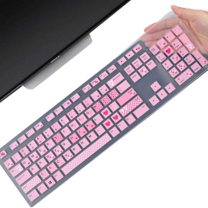 Keyboard Cover Skin for Dell KM636 KB216 KB216t KB216d KB216p Wired & Wireless Keyboard, Dell Optiplex 5250 3050 3240 5460 7450 7050, Dell Inspiron Desktop 24" 27" 5400 5490 7700 7790 3475 3670 3477 - color: Lovly