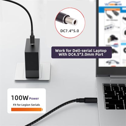 USB-C 100W 20V Input to DC 7.4 * 5.0mm PD Power 65W Output Charge Cable Support QC PD Type-C for Laptop (1.8m) - style: 7.4x5.0mm DE
