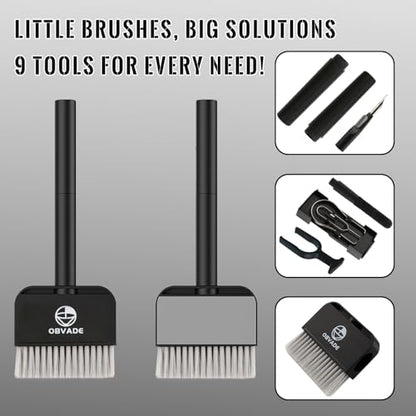 Keyboard Cleaner & Laptop Cleaning Kit - 9-in-1 Electronics Cleaning Brush Set with Keycap Puller, Screen Cleaner, Earbud Cleaner Pen for Computer, PC Monitor, MacBook, Phone, Airpods (Black) - color: Black