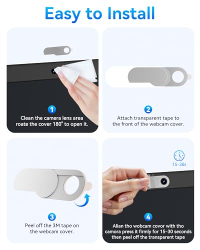 imluckies Rotating Webcam Cover [2-Pack], 0.02 Inch Ultra-Thin Metal Privacy Cover for Laptop, MacBook, iMac, PC, iPad & iPhone, White