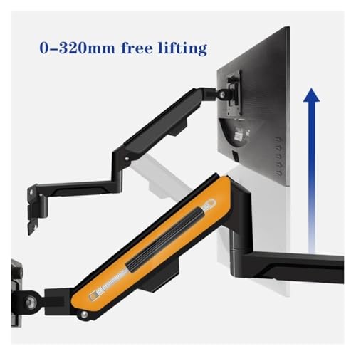 Monitor Stand, Wall Mount Monitor Arm with Laptop Tray, Aluminum Gas Spring Full Motion Laptop Mount Arm Fits Max 32 Inch, 19.8 Lbs Screens/ 10-17" Laptop,Desk Accessories,White - color: White