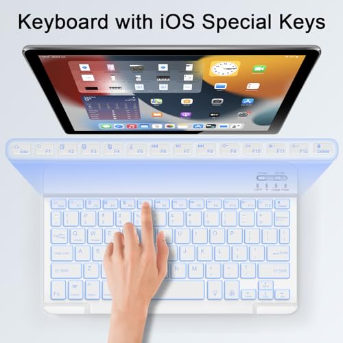 Wireless Keyboard and Mouse Combo, Rechargeable Bluetooth Keyboard & Mouse with 7 Color Backlit and 2.4 GHz Wireless USB Receiver, Compatible with Phone, iPad, PC, Laptop, Windows/iOS/Android, White - color: Backlit+White