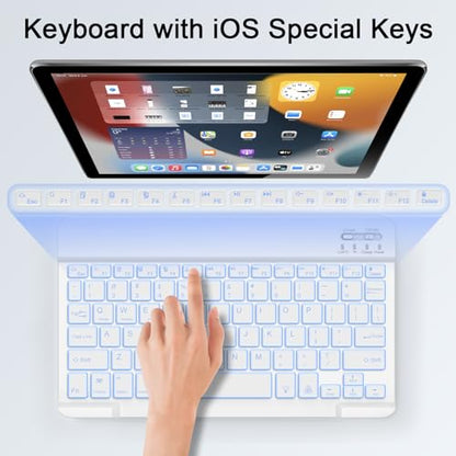 Wireless Keyboard and Mouse Combo, Rechargeable Bluetooth Keyboard & Mouse with 7 Color Backlit and 2.4 GHz Wireless USB Receiver, Compatible with Phone, iPad, PC, Laptop, Windows/iOS/Android, White - color: Backlit+White