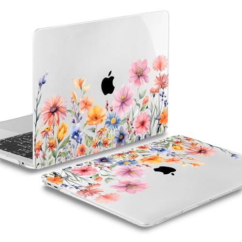 Mektron for MacBook Air 13 inch Case 2021-2018 Release A2337 M1 A2179 A1932, Plastic Hard Shell Case Only Compatible with MacBook Air 13 inch Retina Fits Touch ID, Floral P165 - color: Floral P165