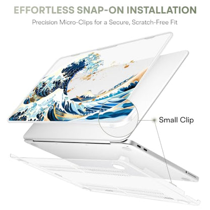 Compatible with MacBook Neo 13 inch (2026 Release A3404) (A18 Pro) with Liquid Retina Display, Printed Slim Protective Case with Screen Protector & Keybaord Cover, Blue Wave - color: Blue Wave