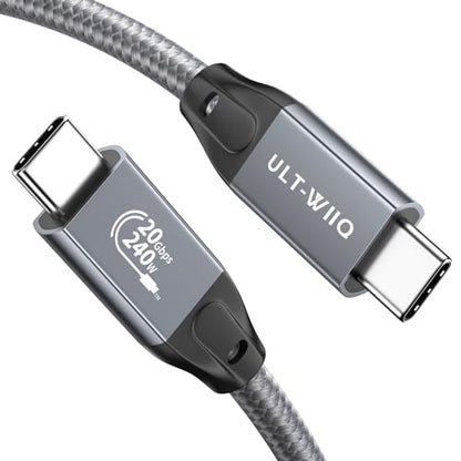 ULT-WIIQ 6.6FT USB C to USB C 3.2 Gen 2 x 2 Video Cable for Portable Monitor, 4K@144/120/60Hz 8K Display Cable, 20Gbps Data Transfer, PD 3.1 240W Fast Charging, for iPhone 17, MacBook, SSD, CarPlay - size: 6.6FT