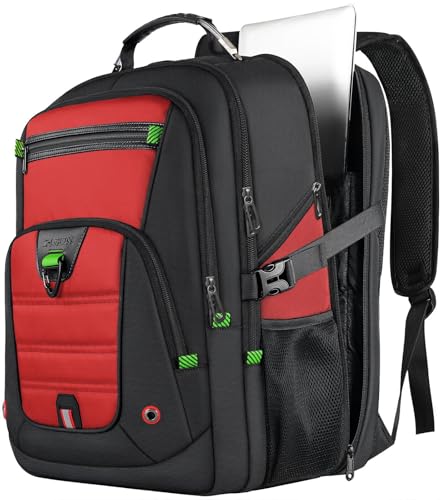 Z-MGKISS 18.4-19 Inch Extra Large Laptop Backpack, Long-Term Durability Travel Backpack for Men & Women, Rucksack Bag with Multiple Compartments, Water Resistant Business Work College Daypack, Red - color: Red, size: 18.4 Inch (22''x15''x12'')